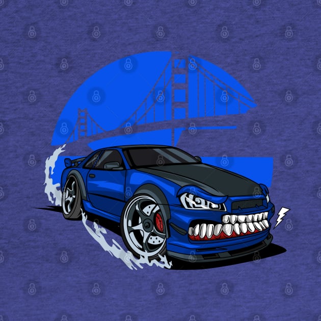 Monster blue drift car by beanbeardy